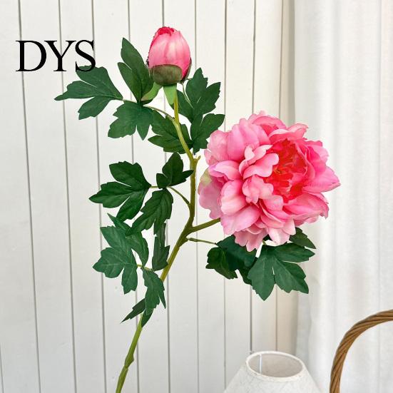 Elegant Home Floral Accents Artificial Peony Flower, Realistic 2 Heads Faux with 1 Bud, 29.9" Fake Silk Flower Arrangement Bouquet Stem for