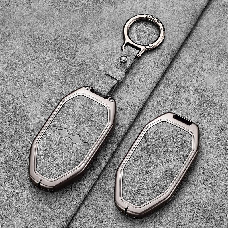 For BYD Formula Leopard 5 8 3 Ti3 Car Key Case Zinc Alloy Leather Key Shell Fob Cover Protection Keychain Holder Car Accessories