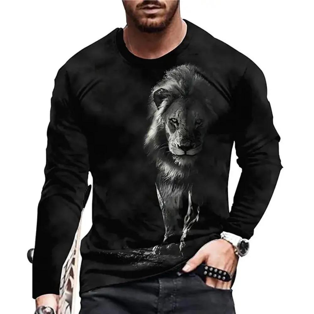 

Tiger and Lion 3D Digital Printed Men s Personalized Trendy Round Neck Long Sleeved T-shirt 5XL