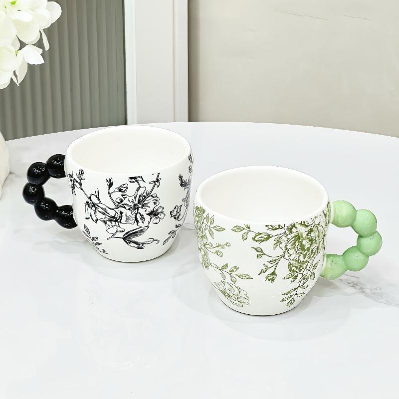 Retro Flowery Creative Ceramic Mug Home Cup Office Coffee Cup Breakfast Afternoon Tea Cup Living Room Desktop Drinking Utensils