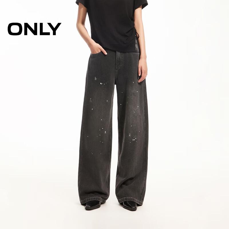 ONLY Women s Ink Splash Loose Straight Leg Jeans M