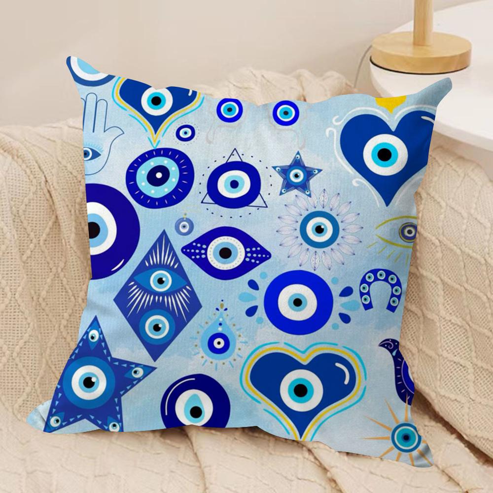 Eye Symbol Art Cushion Cover Silky Short Plush Double-Sided Printed Pillow Case for Sofa All Seasons Home Decor Gift
