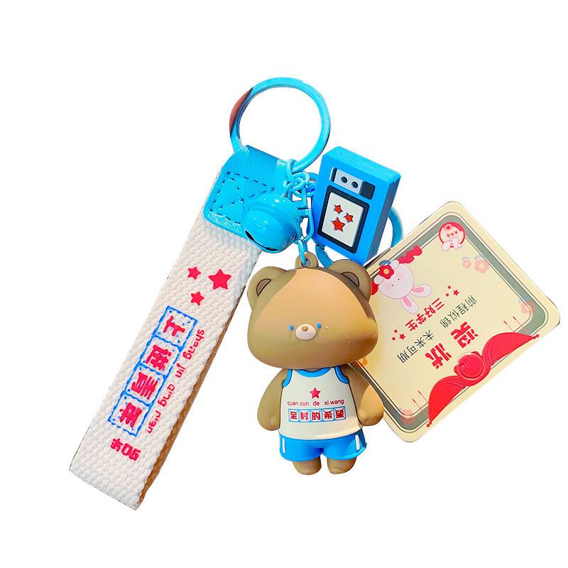 Cute Bear Plush And Rabbit Keychain For Girls Fluffy Bag Charm Soft Toy Gift