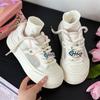 Thick-soled transparent net little white shoes women's 205 summer new niche vacation wind big head board shoes