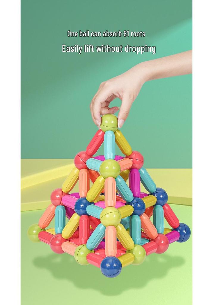 3D Magnetic Rod Building Blocks for Kids - Strong Magnet Puzzle Toy for Boys