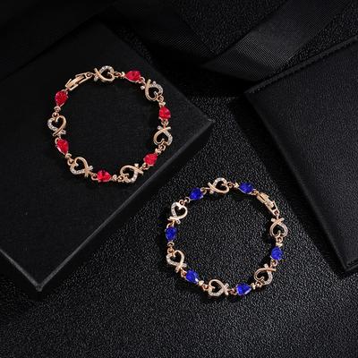New Fashion Elegent Exquisite Crystal Flower Hollow Heart-shape Bracelet Women Jewelry Gift