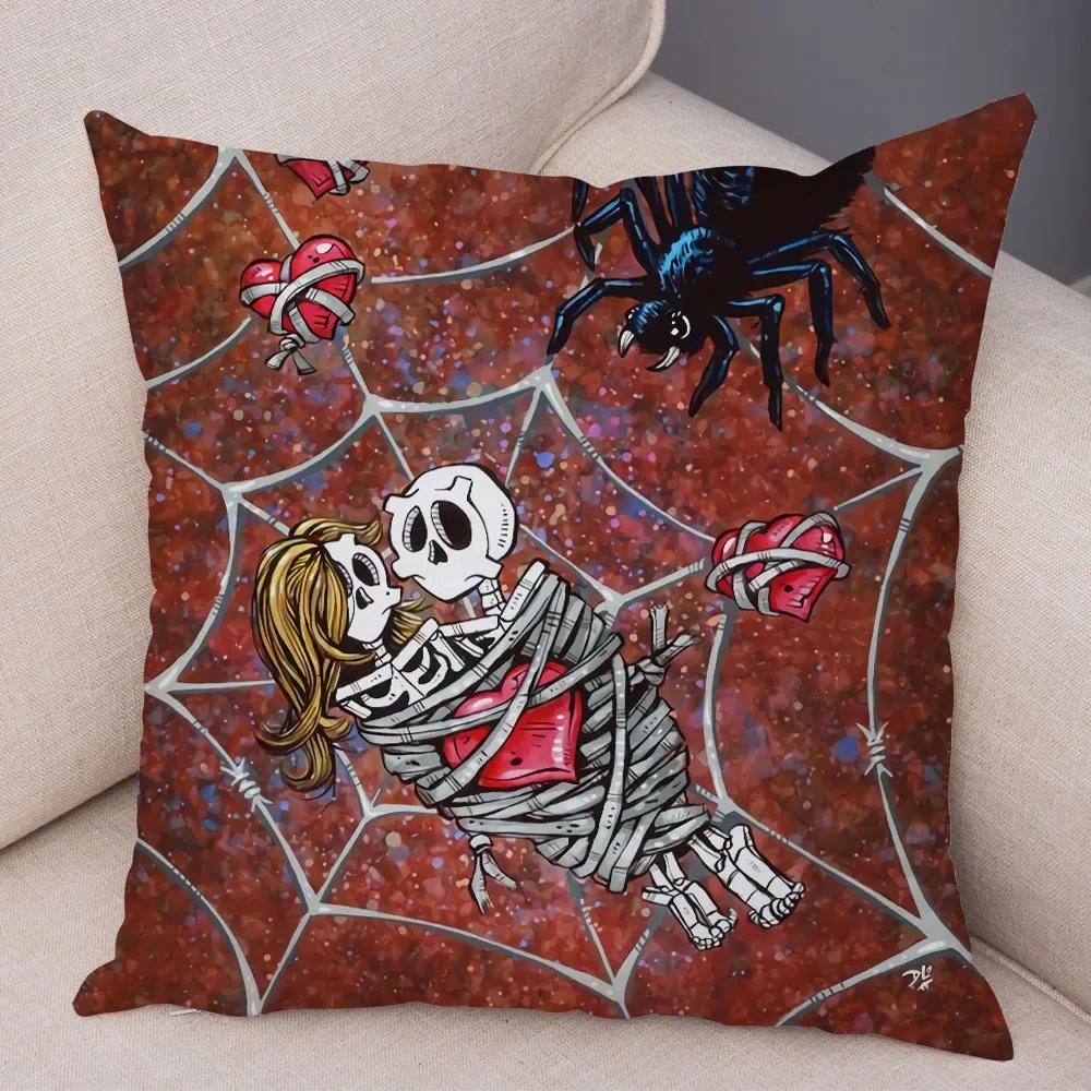 Capa de Almofada de Desenho Animado Fofa Colorida Caveira Fronha Carro Sofá Decoração para Casa
