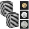 Portamonedas Cuadrado Contenedor Cápsula para Monedas Vitrina de Colección Organizador de Monedas Con Cojín Interior Para Almacenamiento de Colección de Monedas