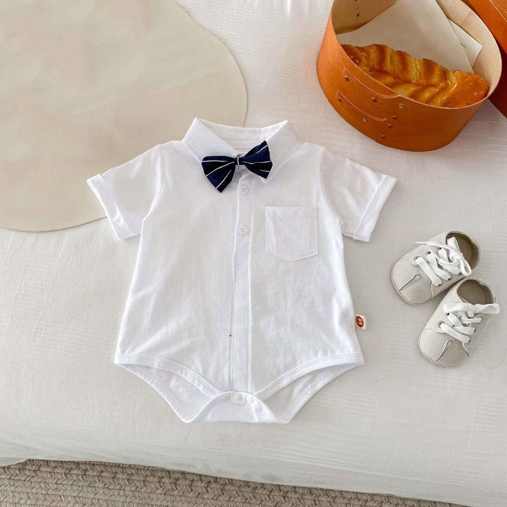 Triangle Bodysuit Baby Onesie Detachable Bow Tie Infant Jumpsuit One-Piece Bodysuit Toddler
