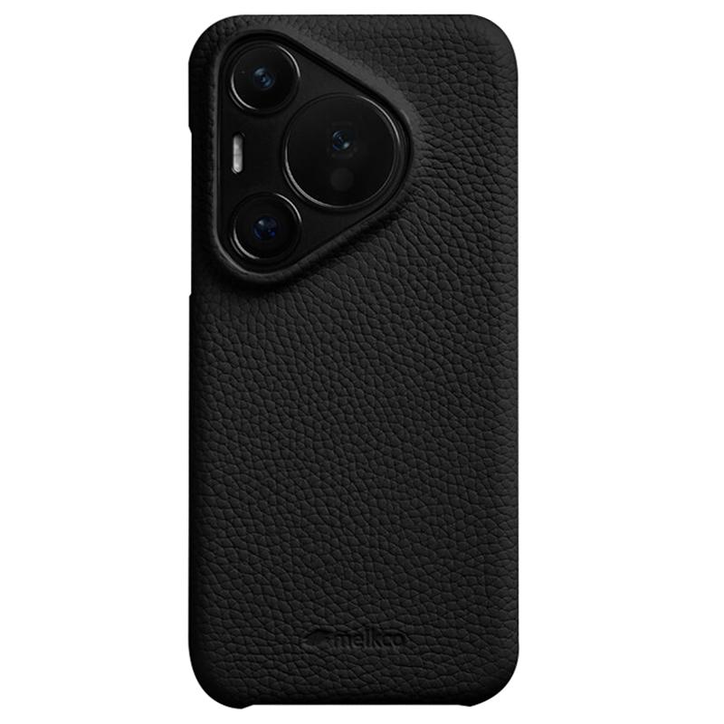 

MELKCO Чохол для Huawei Pura 70 Натуральна коров яча шкіра+PC Чохол для телефону Не повне покриття рамки Black