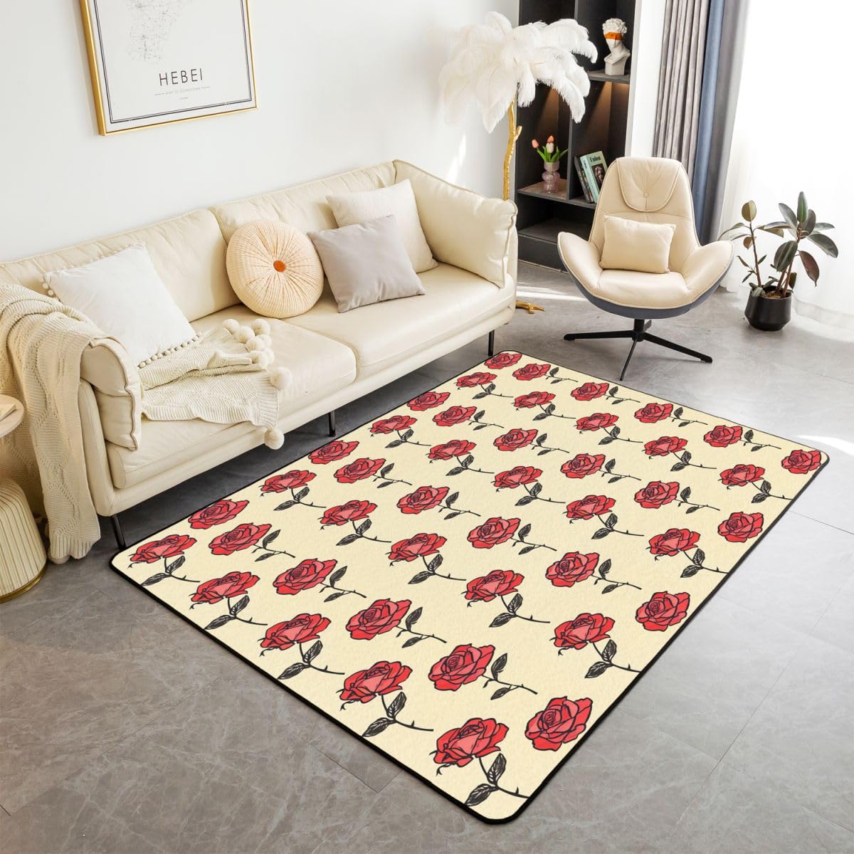 

Erosebridal Lotus Area Rug 6 6 x 4 11 Stained Glass Living Room Rugs Flowing Light Modern Art Flowers Decorative Carpet Geometric Floral P 160cm x 200cm
