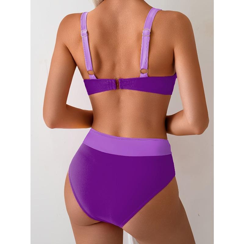 European and American New Bikini Sexy Halter High Elastic Contrasting Swimsuit Triangle Bag Swimsuit