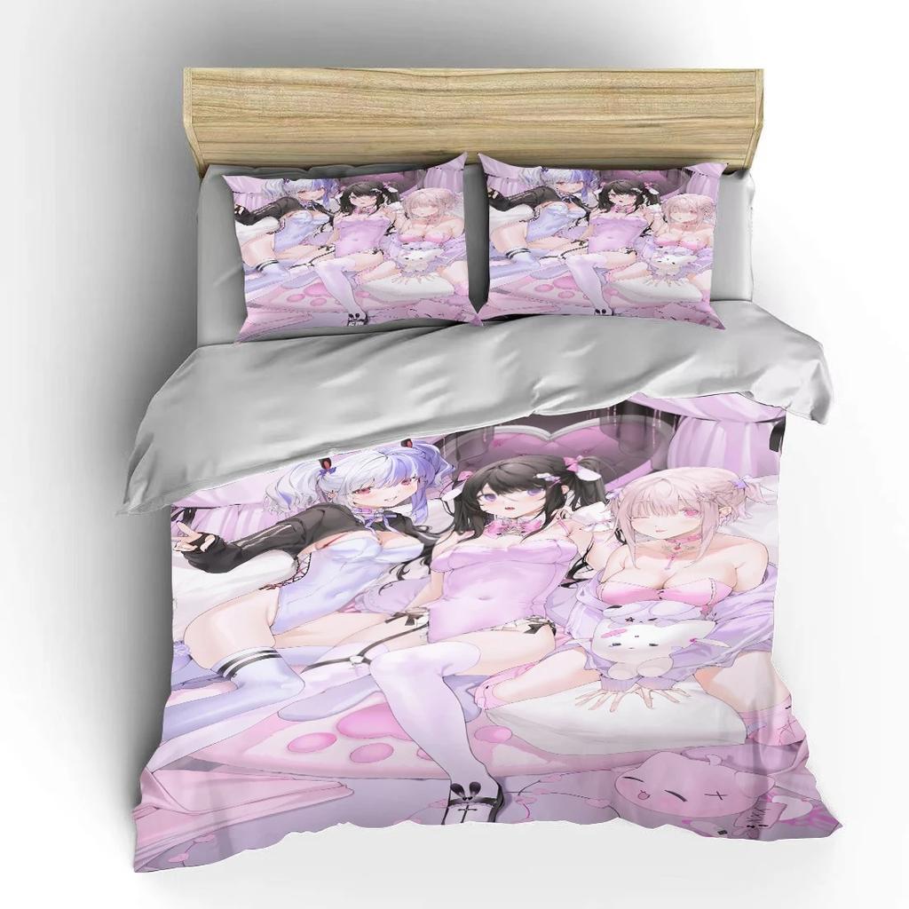 Japanisches 3D Anime Moe Doppelbett Bettbezug Bett Europäische Bettwäschesets Heimtextilien Luxus Kissenbezüge Schlafzimmer Bettwäschesets A