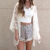 ZANZEA Womens Summer See-Through Lace Cardigan Cover Up Blouse