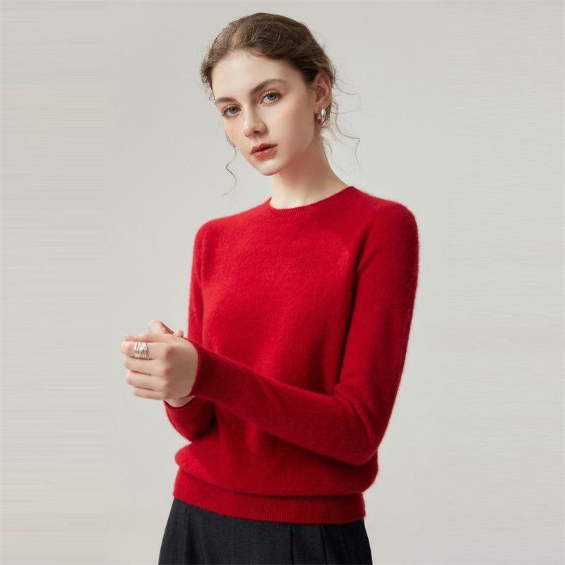 Women's Autumn/Winter Round Neck Pure Cashmere Knit Sweater