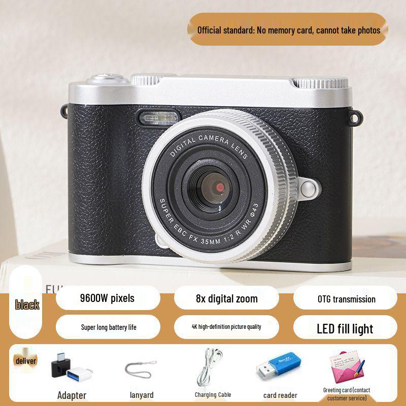 Pixel Retro Dual-Lens Cute Digital Camera with Beauty Filter - 9600W for School Students, Polaroid Photography, and Gift.