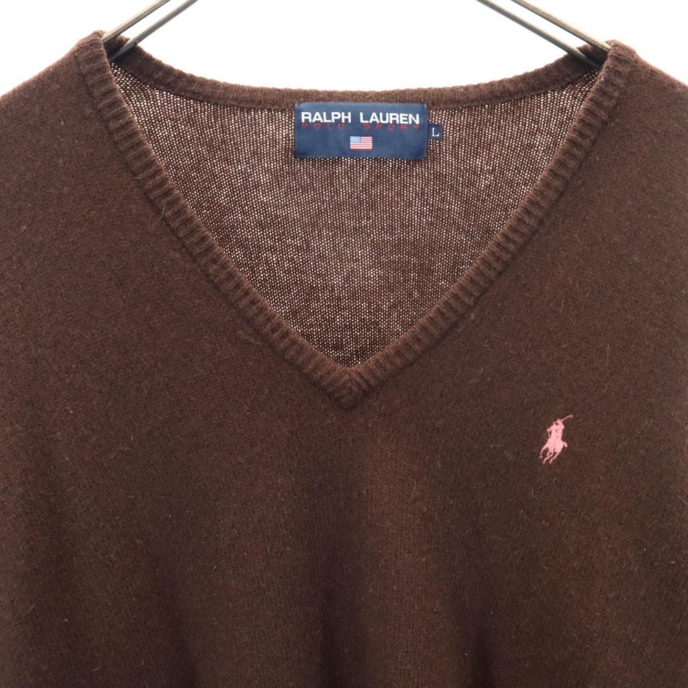 POLO SPORT RALPH LAUREN Hergestellt von Impact 21 Langarm V-Ausschnitt Wollpullover Damen Gebraucht