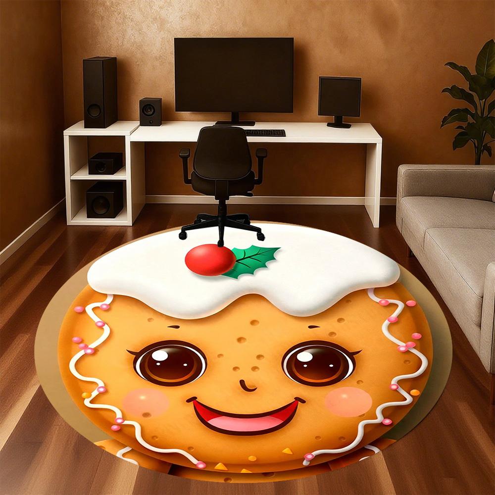 1PC gingerbread cookie Office Round Area Rug, Under Office Chairs Bedroom Living Room Home Decor,Carpet for Office, -1110206