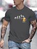 Summer Men's 100% Cotton Casual Loose Size Jumping In Beer Print Round Neck Short Sleeved T-shirt Top
