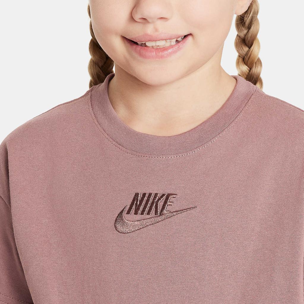 Nike Sportswear Logo Round Neck Loose Comfortable Casual Sports Short Sleeve T-Shirt Kids Tops Smoke-Gray Purple Red FN9668-208