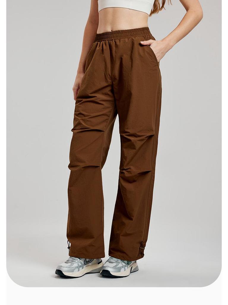 Women's High-End Yoga & Running Cargo Pants with Pockets - Elastic Waist & Drawstring Cuffs