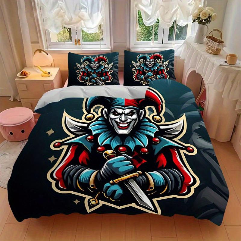 3pcs set Jester Knight 1 Quilt Cover + 2 Pillowcases, All Seasons Bedroom Setting, Perfect for Home and Dorm Decor a150