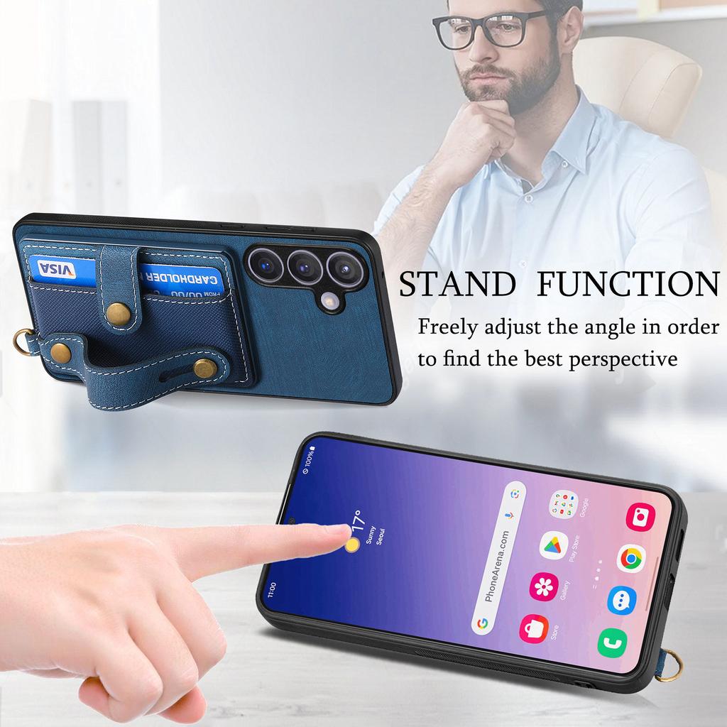 Wristband Cards Solt Leather Wallet Case For Samsung Galaxy S24 Ultra S23 S22 Plus S21 FE A04 A14 A24 A34 A54 A15 A25 A72 A73