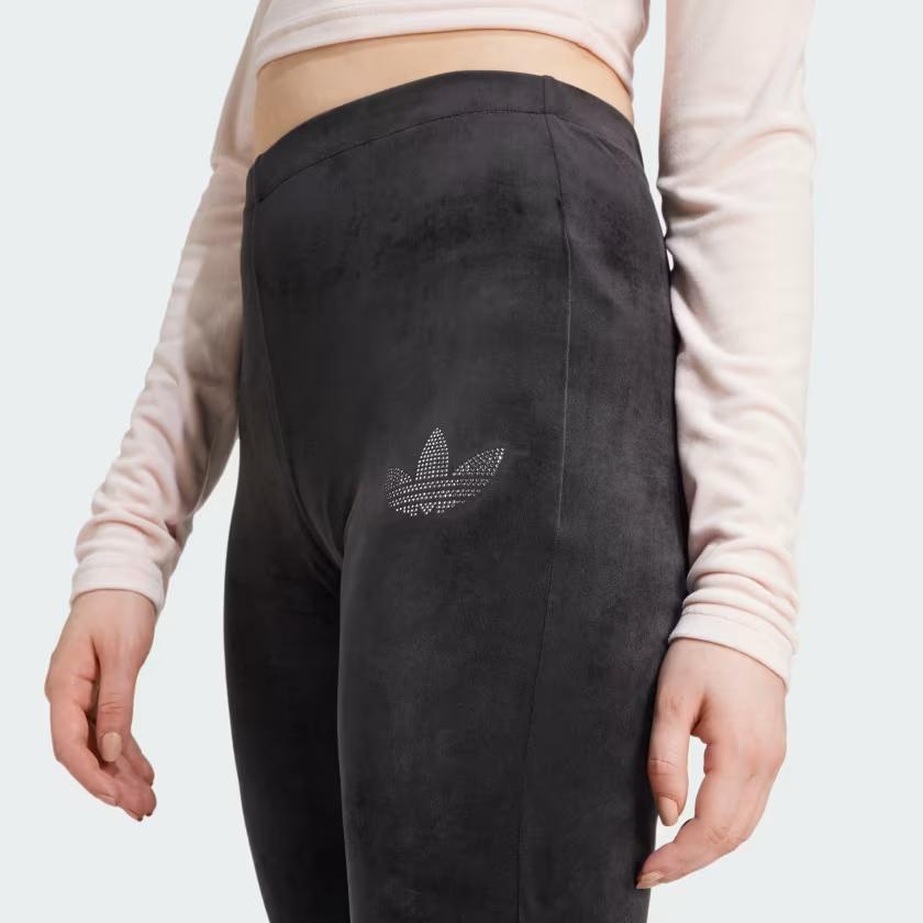 Adidas Originals Logo Print Elastic Waist Flared Casual Pants Women Pants Black IY5468