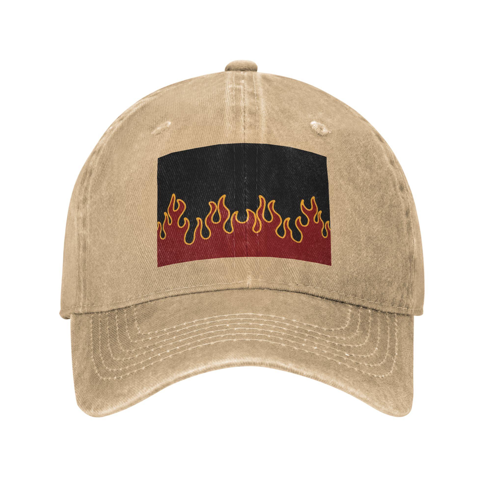 

Big Fire Flames Burning Flame Baseball Caps Denim Fabric Hats Adjustable Casquette Sports Baseball Cowboy Hat for Unisex One Size