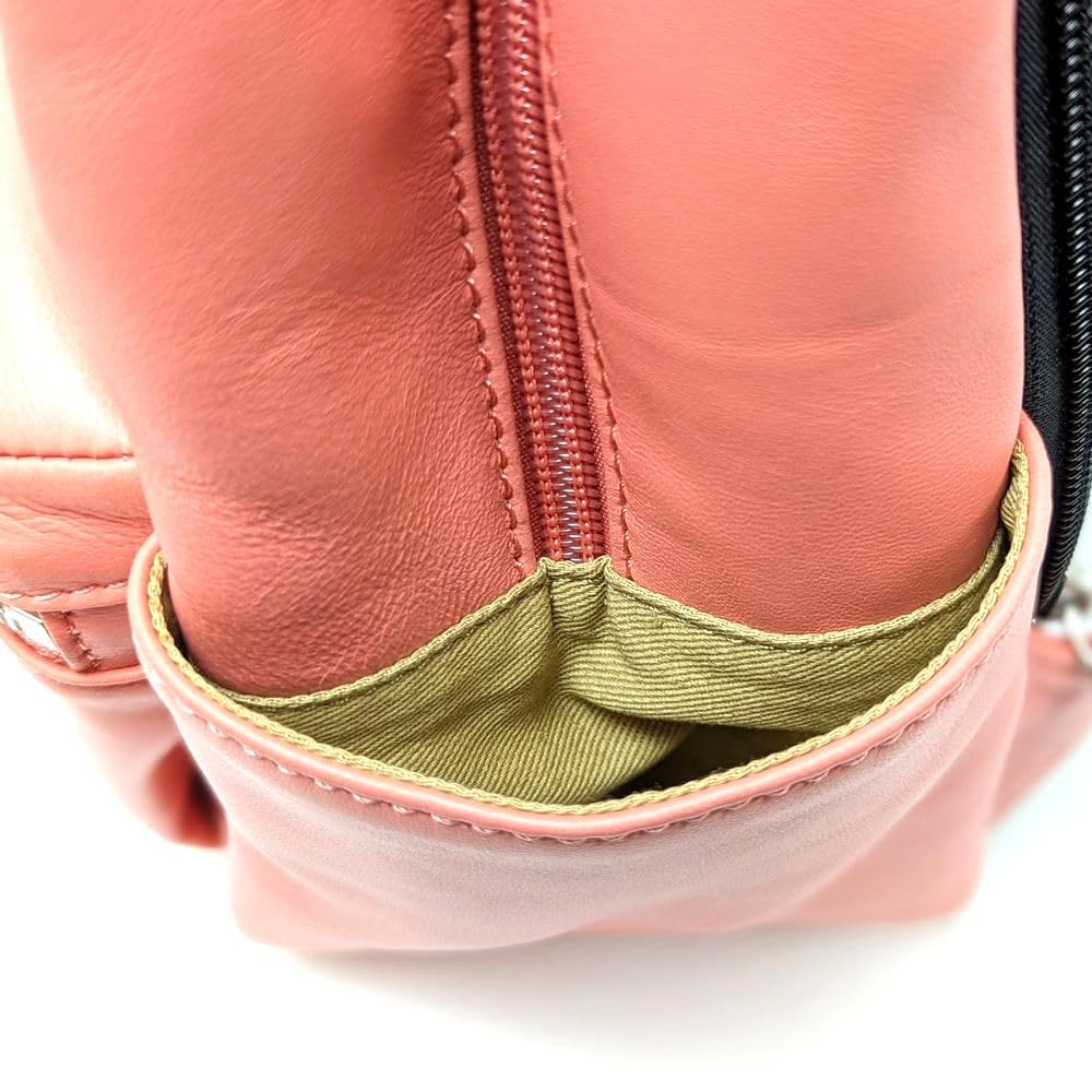 Karukuru Women's Sheepskin Mini Backpack MAB-CC212 Salmon Pink PNK