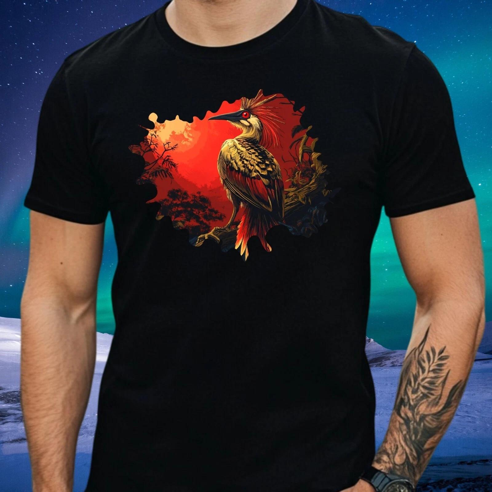 T-Shirt Herren Hoatzin Vogel Roter Mond Motiv Baumwolle Größe XS bis 5XL L