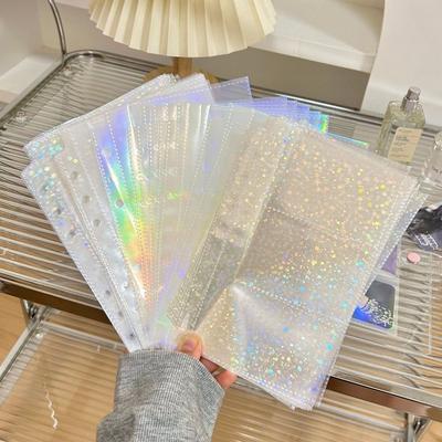 10PCS A6 Laser Rainbow Star Binder Sleeves 1/2/3 Pockets Transparent Inside Page of Album A6 Refill Inner Page Photocard Kpop