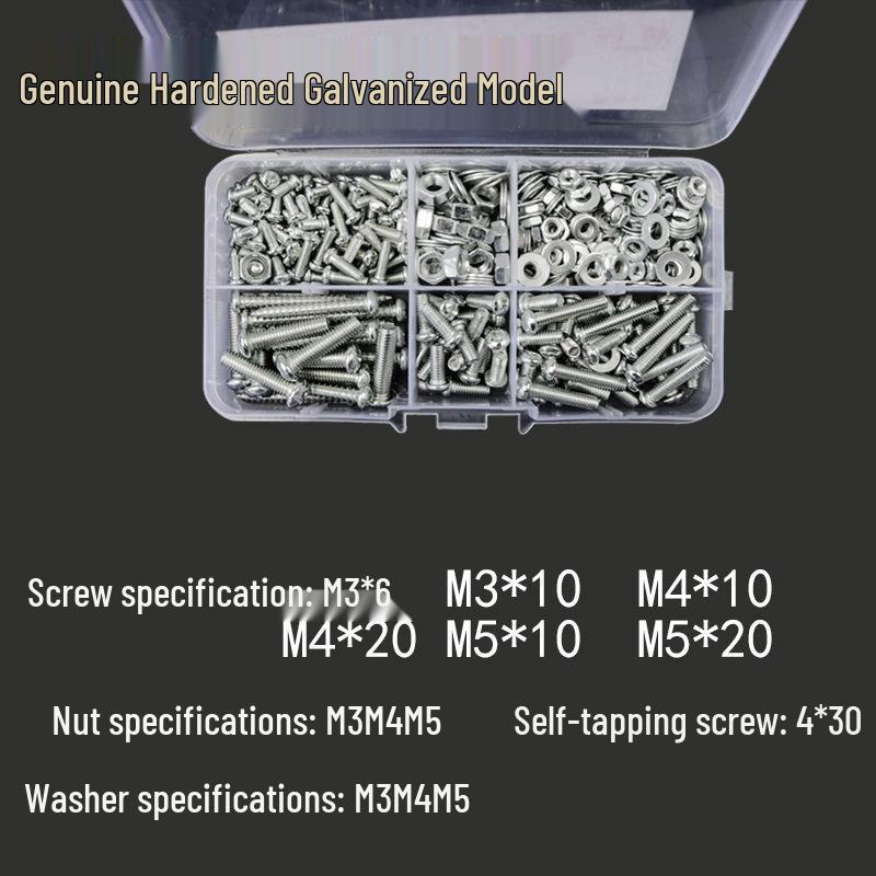Household Screw & Nut Set: Round Head Phillips, Countersunk Head Screws, Pan Head Nails M3/M4