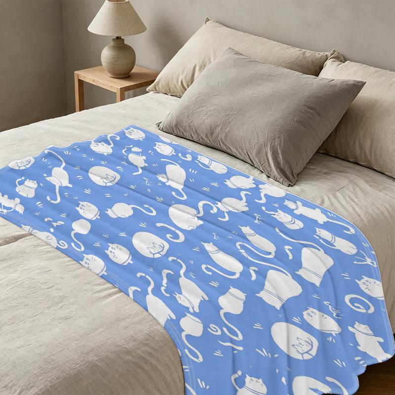 Cat Series Flannel Throw Blanket - No Lint, Soft & Cozy, Warm for Home, Holiday (Christmas & Halloween) & TV Viewing, Gentle on Skin