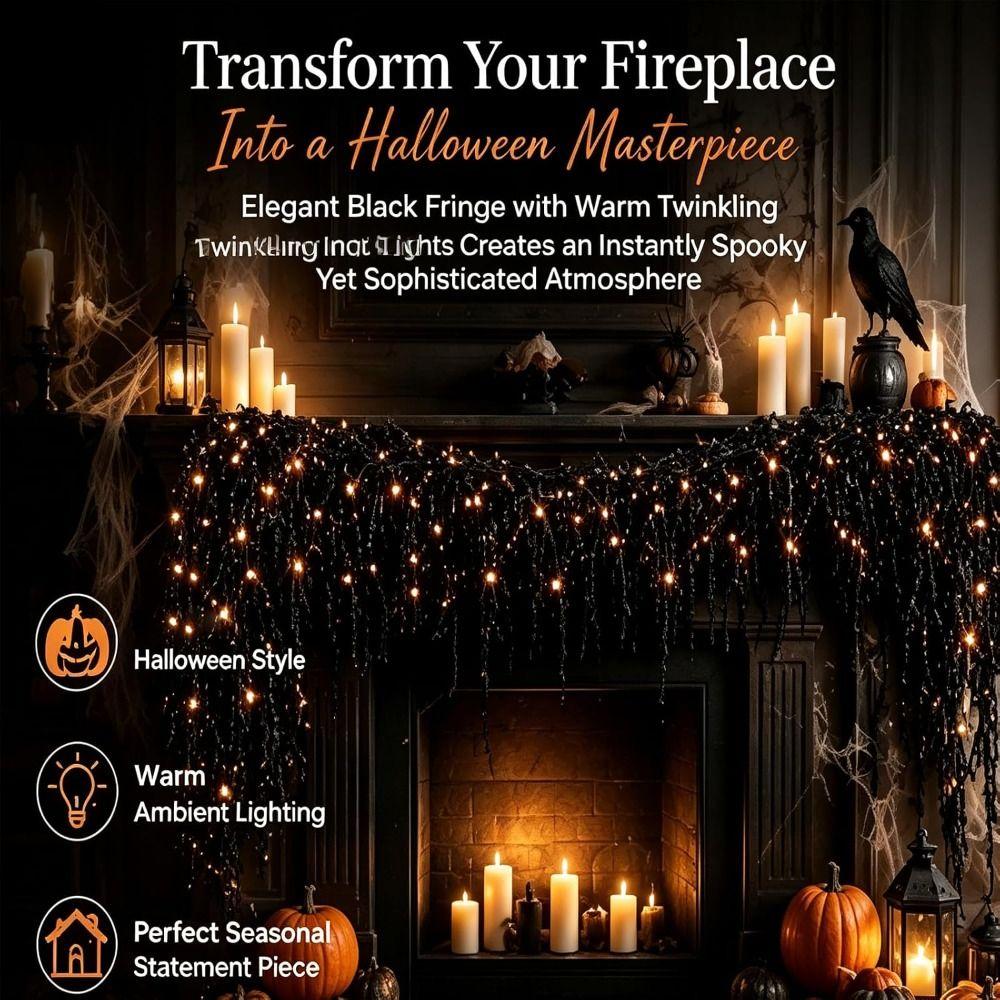Warm White LEDs Gothic Vine Garland with LED Lights Artificial Autumn Hanging Display Mantel Decor