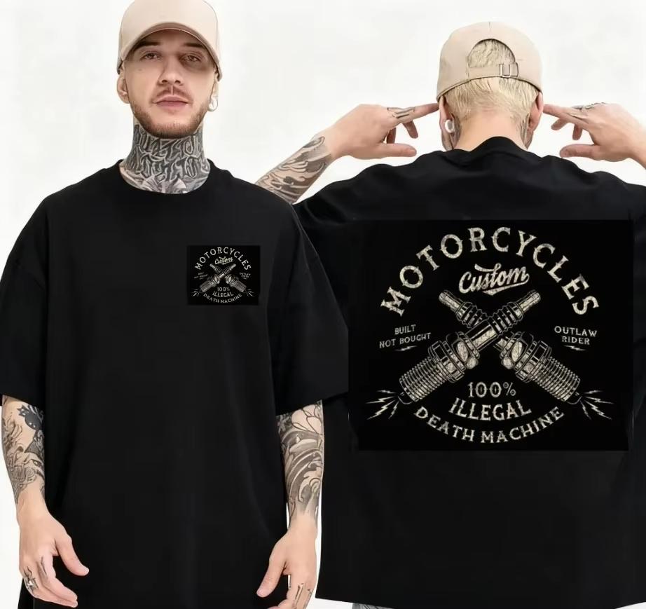 

Motorcycles Cotton TShirt Men Vintage Streetwear Retro Casual Cool Grunge Style - Men s Summer Cotton Graphic Tee 5XL різнокольоровий