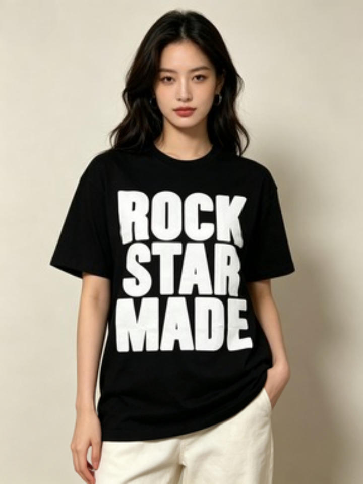 Rock Goth Fashion Punk Grunge Hip Hop Rap Vintage Letter Print Short T-Shirt Casual Y2K Streetwear