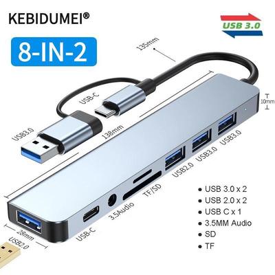 8-IN-2 USB HUB 3.0 USB C HUB Dock Station 5Gbps High-Speed Transmission USB Splitter SD TF Card Reader OTG Adapter For Macbook Pro