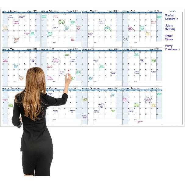 Large Dry Erase Calendar for Wall – Yearly Wall Calendar Dry Erase, 37" x 57.9", 12-Month Undated Blank Calendar Planner, Reble Laminated Task