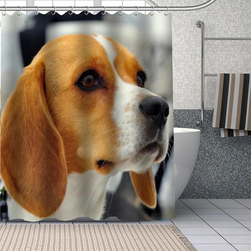 

Beagle Dog Bathroom Curtains Waterproof Polyester Cute Pet Animal Shower Curtain Home Decoration Bathtub Curtains With 12 Hooks W60H190(CM)-1 Pcs