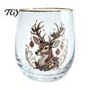 Lead Free Soda Lime Glass Christmas Cocktails Glass, Santa Snowman Reindeer Tree Design Tumbler, 300ml Lead-free Festive Seasonal Tumblers Holiday