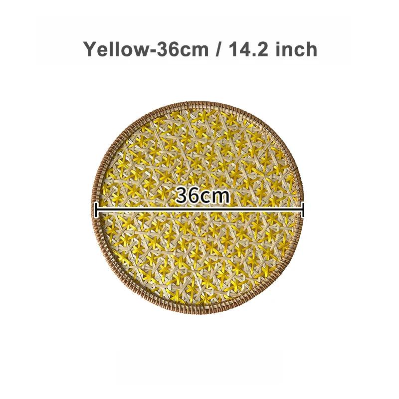 Nordic Rattan Decorative Tray Natural Wicker Handwoven Home Decor Rattan Insulation Mat Southeast Asian Ethnic Wall Decoration