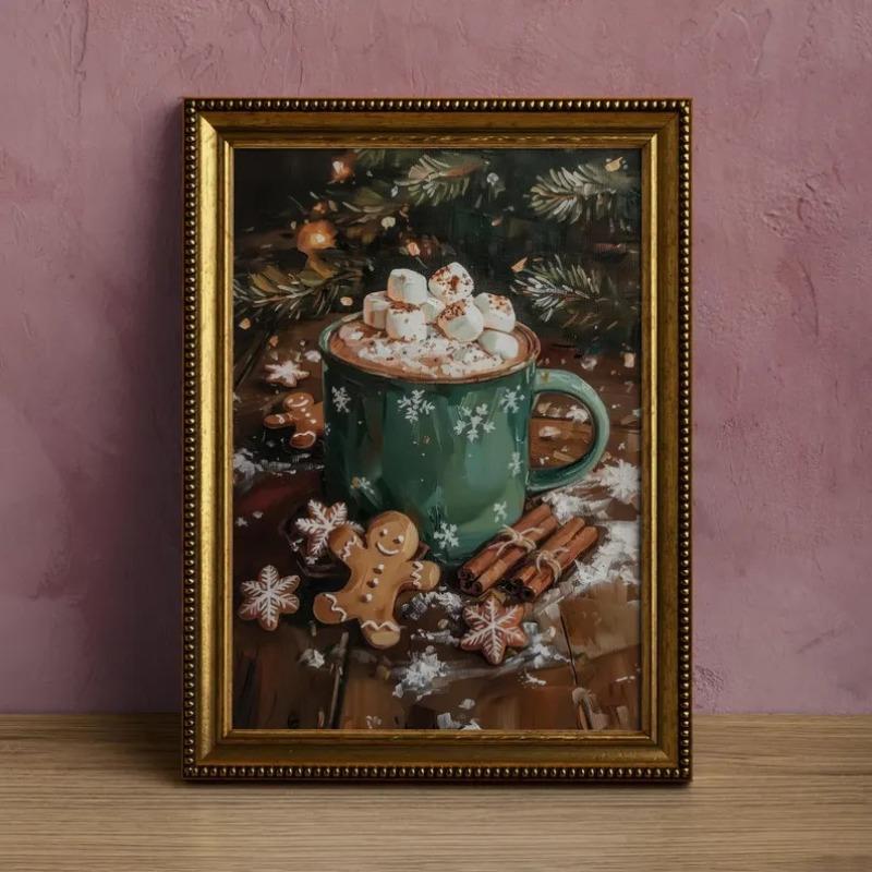 

Hot Chocolate Girly Prints Wall Art, Christmas Kitchen Decor, Coffee Mug Poster, Kitchen Wall Art, Winter Drink Prints 21X30CMNo Framed