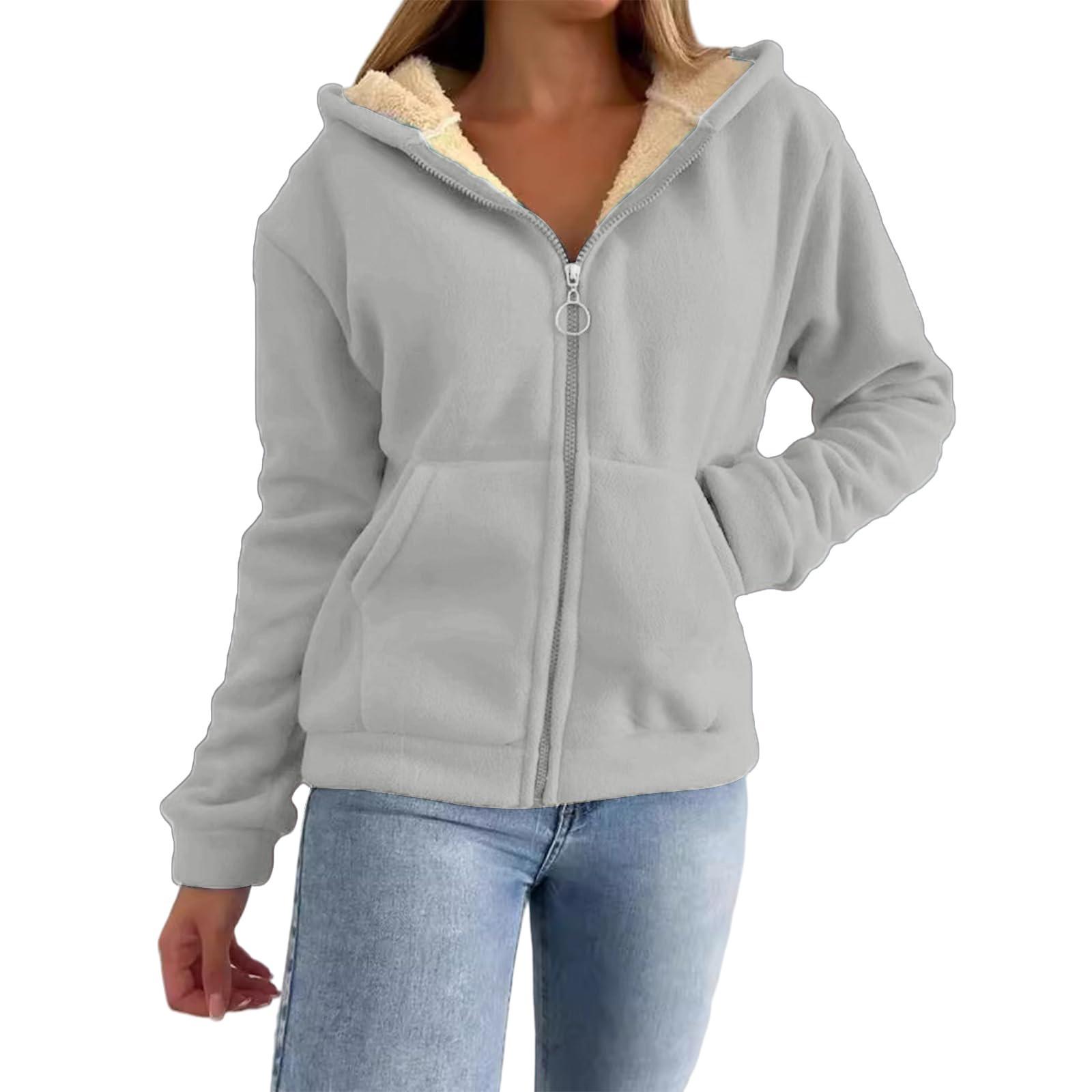 

Женская мода повседневная теплая кардиган-толстовка с капюшоном на молнии с карманом-молнией S светло-серый