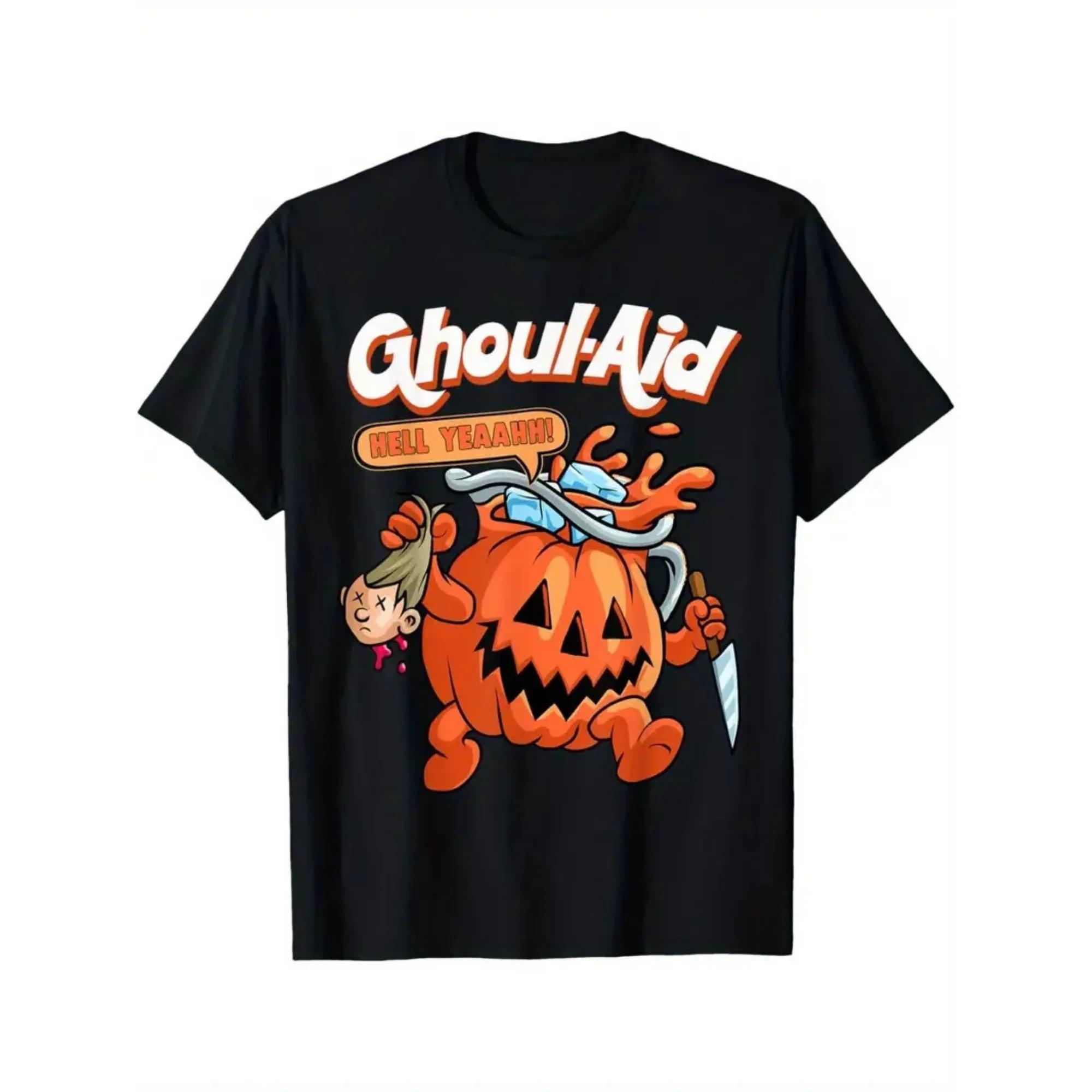 

Men s Halloween Harajuku Fun Ghoul Pumpkin horror pattern printed 100% pure cotton short-sleeved T-shirt Casual streetwear 4XL