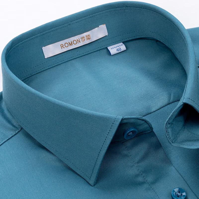 ROMON Men's Silk Blend Anti-Wrinkle Long Sleeve Business Casual Shirt