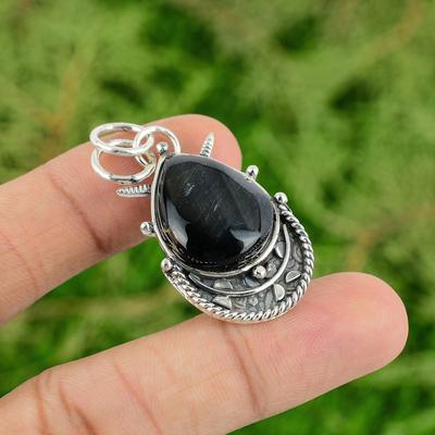 Thanksgiving Day Angebot Birnen Pietersit Edelstein 925 Silber Fassung Anhänger Schmuck