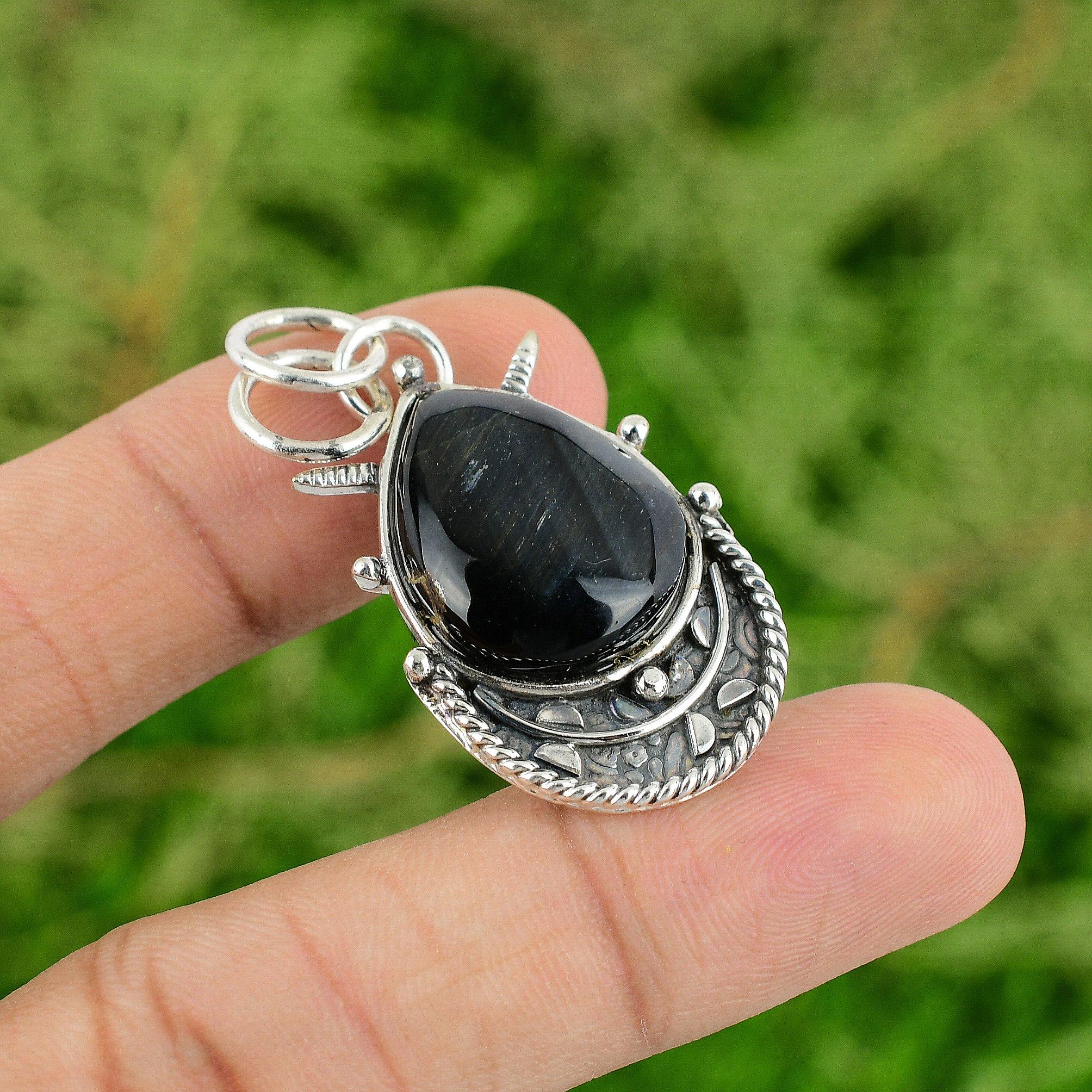 

Thanks Giving Day Deal Pear Pietersite Gemstone 925 Silver Bezel Pendant Jewelry