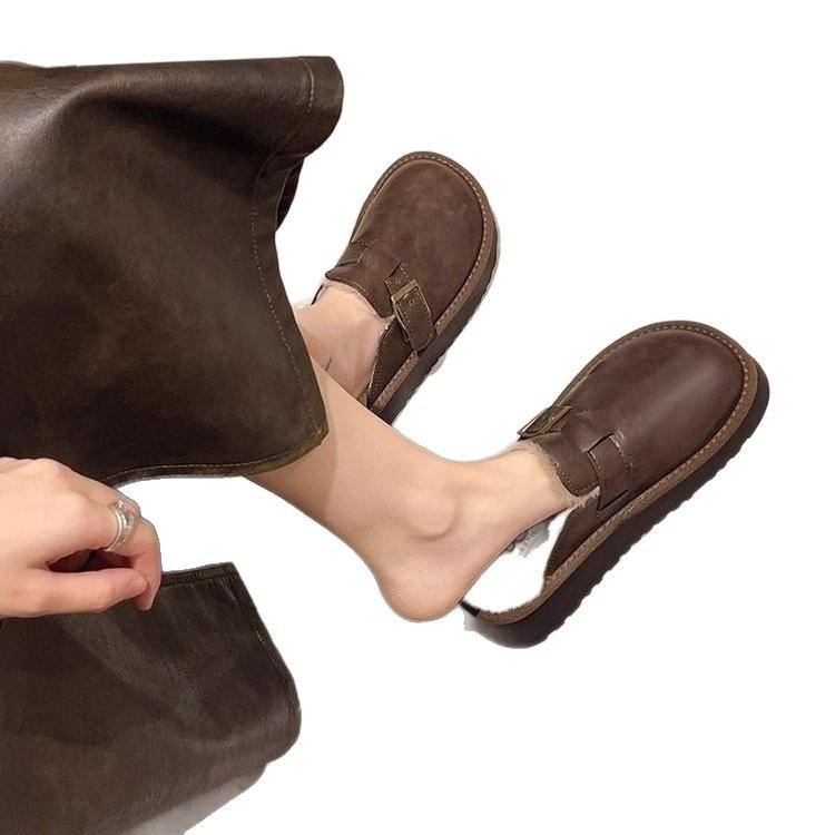 Ciabatte Birkenstock in cotone calde per autunno e inverno, modello peloso e con suola spessa, per stare in casa