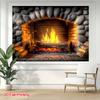 2D Realistisches Kaminbanner, Brennendes Holzfeuer im Ziegelkamin